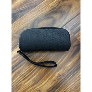 Oakley Glass Eyewear Black Leather Carrying Case With Zipper And Lanyard #H8